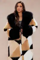 Penthouse Faux Fur Coat(Brown/combo,XS)