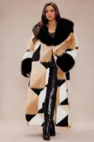 Penthouse Faux Fur Coat(Brown/combo,XS)