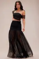 Delilah Off Shoulder Mesh Gown