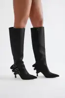 Croix Buckle Knee High Boots(Black,6)