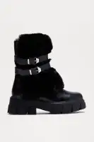Snowy Faux Fur Boots(Black,5.5)