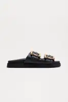 Lyon Buckle Sandals(Black,5.5)