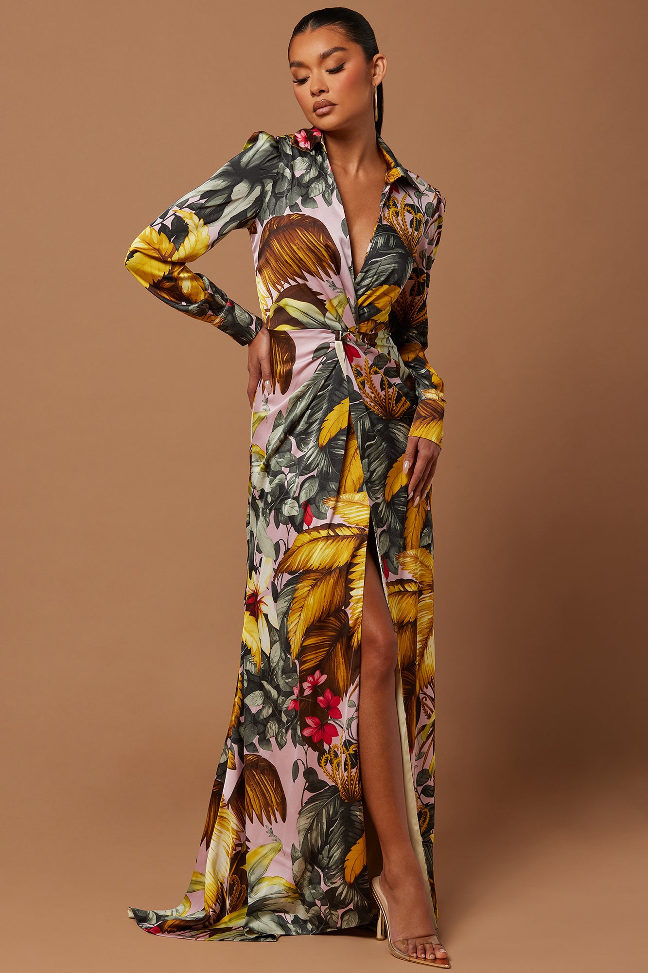 Teresa Floral Satin Maxi Dress