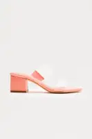 Kimberly Clear Double Strap Heels(Coral,5.5)