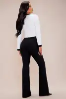 Rich Girl Bandage Flare Pant Set(Black/White,XS)