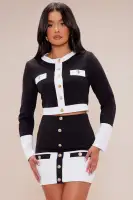 Elizabeth Skirt Set(Black/White,XS)