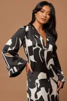 Seoul Satin Kaftan Maxi Dress(Black/combo,XS)